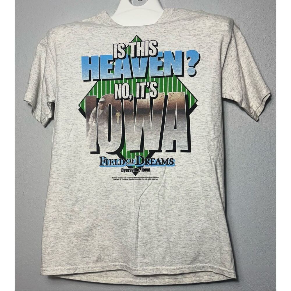 Vintage 90s Field of Dreams Shirt From Gift Shop Size Medium Gray/White